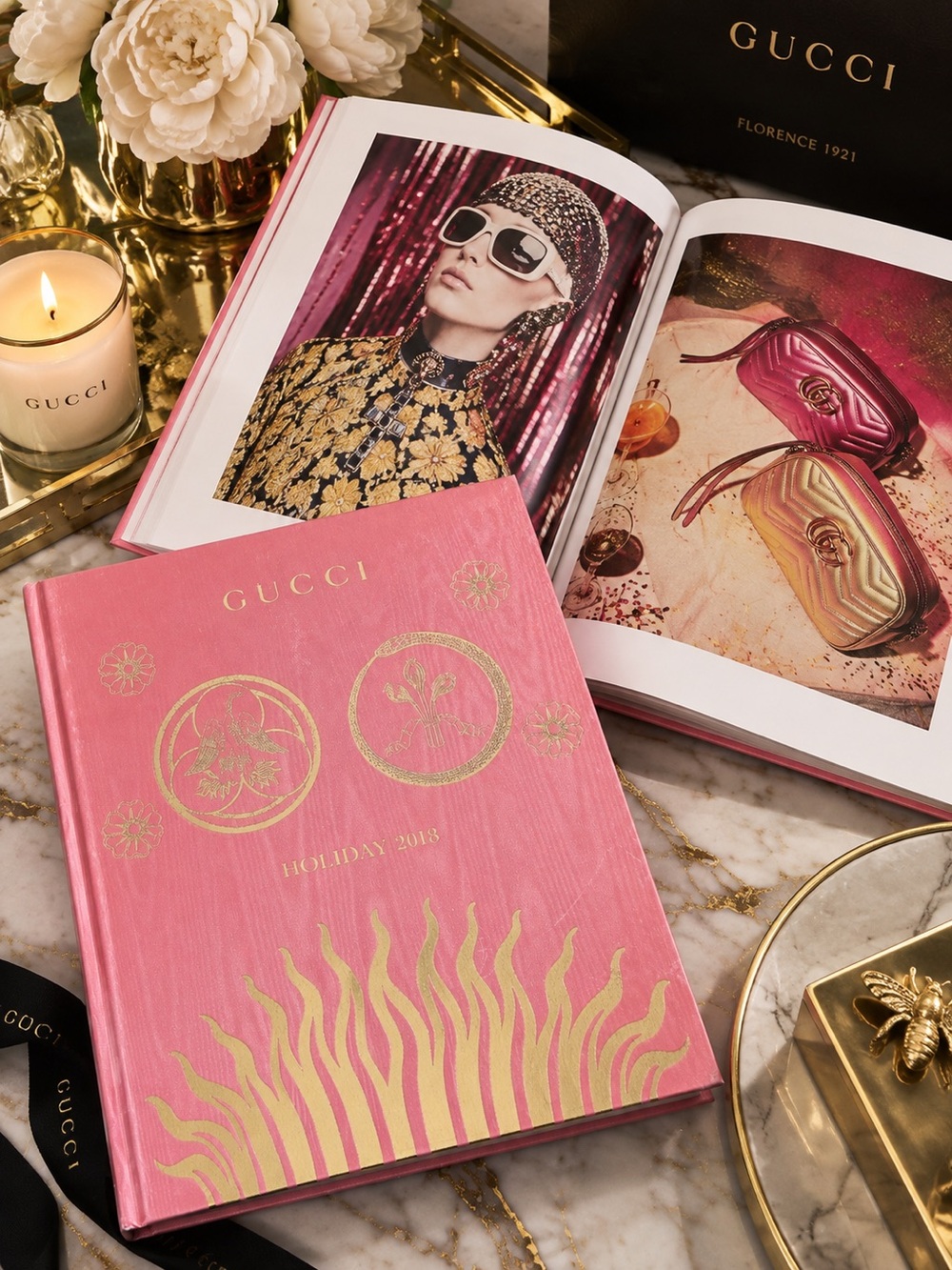 GUCCI Holiday 2018 Hardcover Lookbook | Pink & Gold | Fashion Collector Book